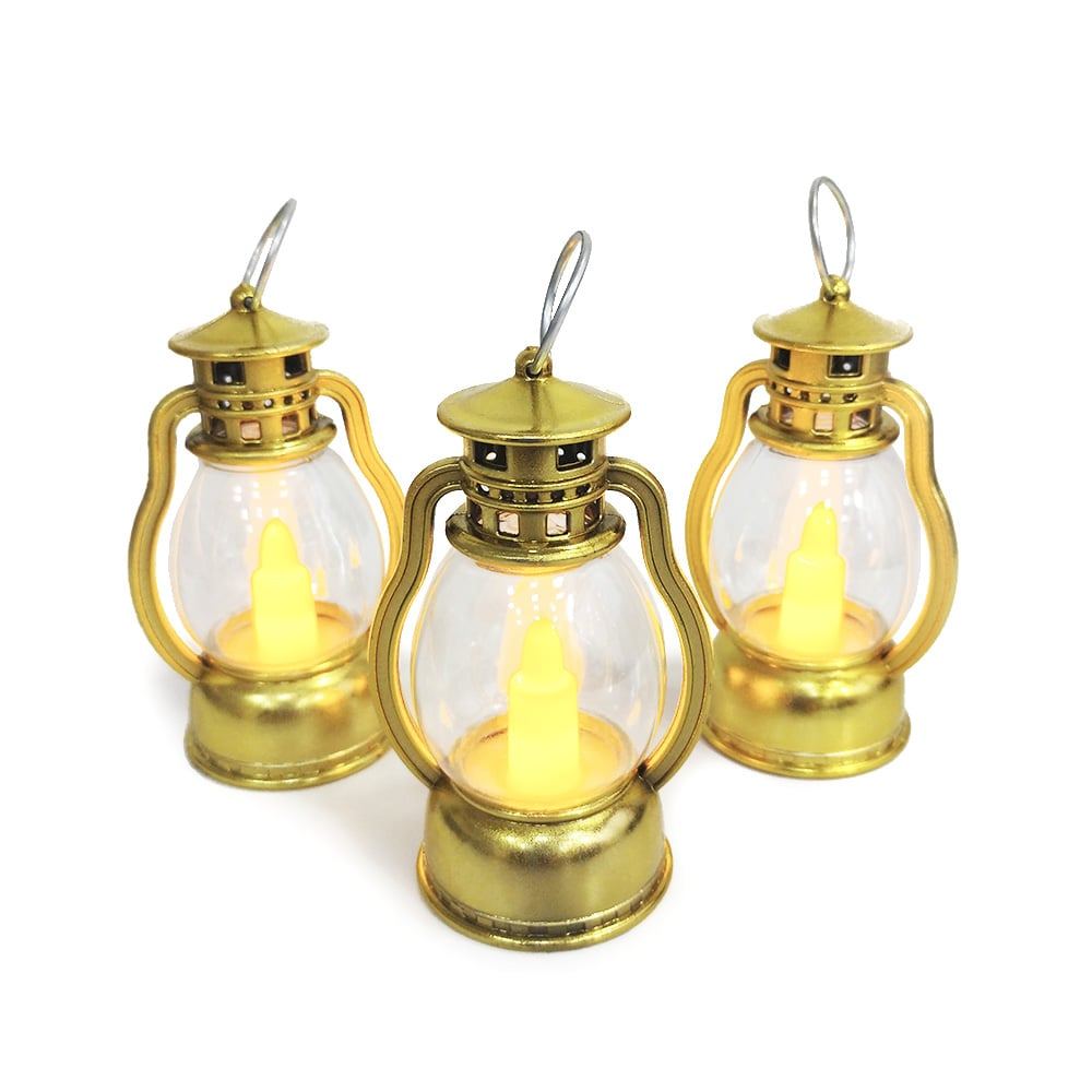 03 Lanternas Natalinas com Vela de LED Simulada