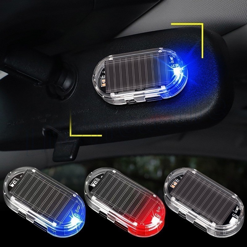 Luz De Segurança Falsa Para Carro-Lâmpada De Cuidado Antirroubo Sem Fio Alarme Fictício Simulado-Advertência Solar LED D
