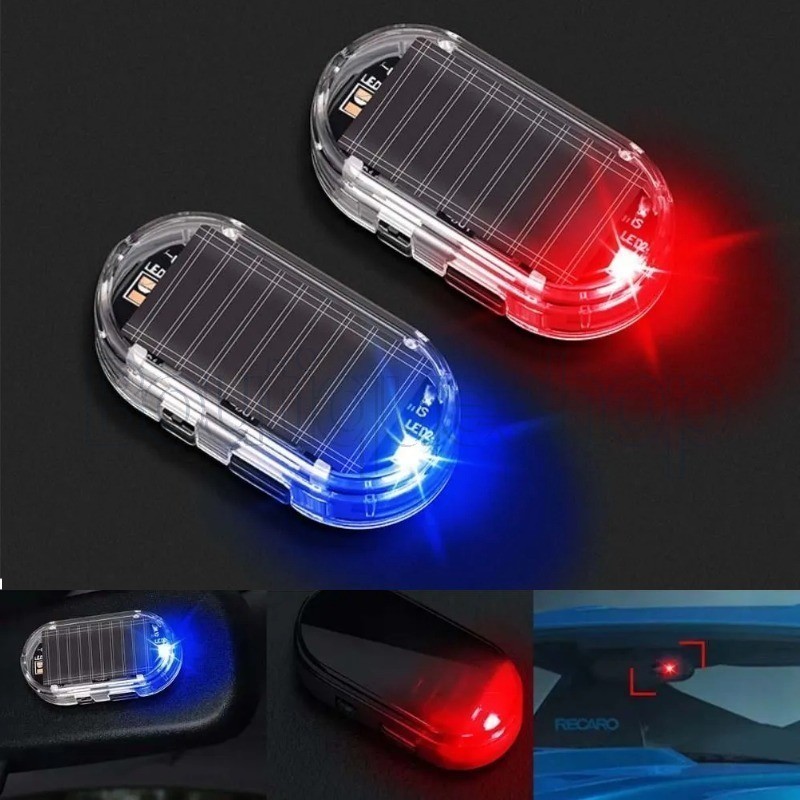 Luz De Segurança Falsa Para Carro-Lâmpada De Alarme Fictício Simulada-Advertência Solar LED Cuidado Antirroubo Sem Fio D