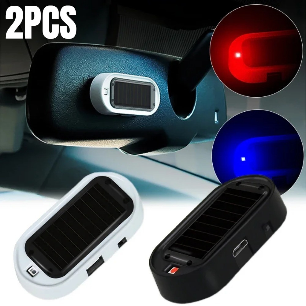Carro LED Movido A Energia Solar Simulado Luz De Segurança Alarme Sem Fio Aviso Anti-Roubo Lâmpada De Cuidado Piscando I