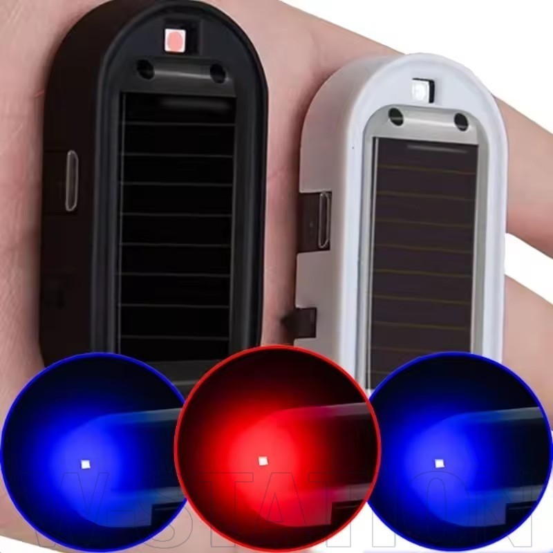 2 Unidades De Luz De Segurança Analógica Movida A Energia Solar LED Para Carro-Alarme Contra Roubo Simulado Automático-L