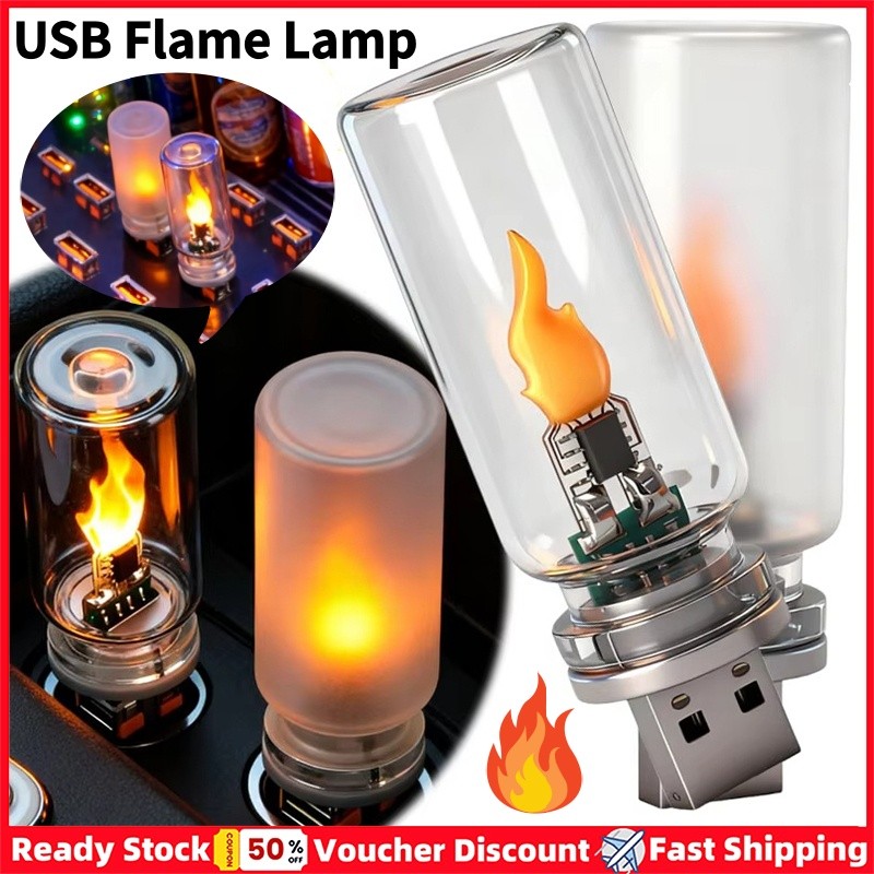2 Pçs Mini USB Simulado Chama Lâmpada DC 5V 1W Vela Luz Noturna Proteção Para Os Olhos Carro Ambiente Casa De Férias Dec