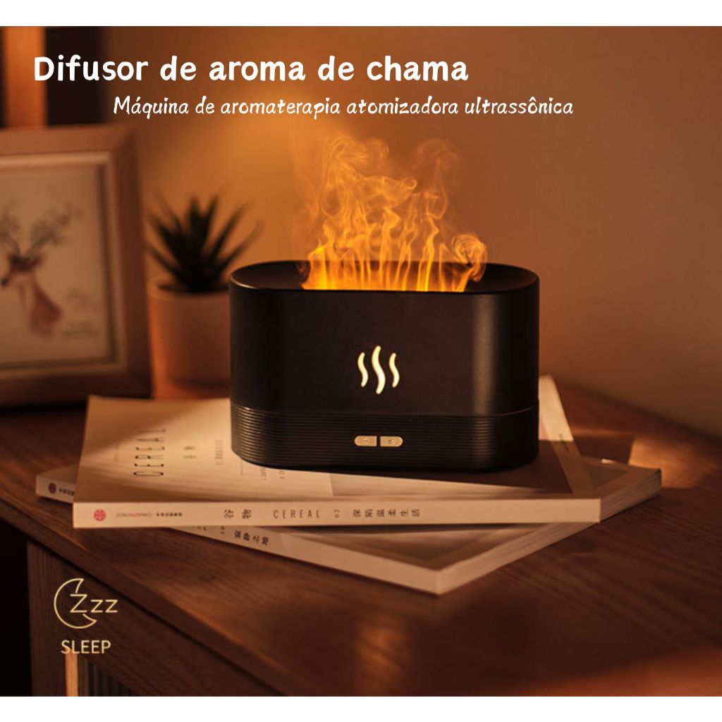 Umidificador difusor de aroma de chama RGB, luz simulada de 7 cores, aromaterapia, purificador de ar
