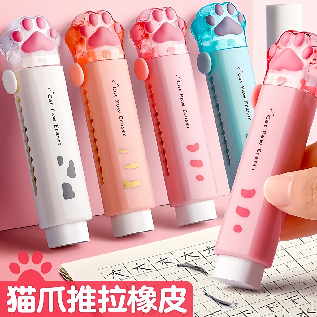 Influencer Cute Cat Claw Borracha automática retrátil Push-Pullable Girl Cartoon Student Painting Design Apagável Limpo