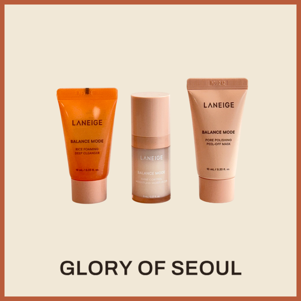 [MINI] LANEIGE Balance Mode Collection 3 Type ( Rice Foaming Deep Cleanser, 10ml / Shine Control Weightless Moisturizer 8ml / Pore Polishing Peel-Off Mask 10ml )