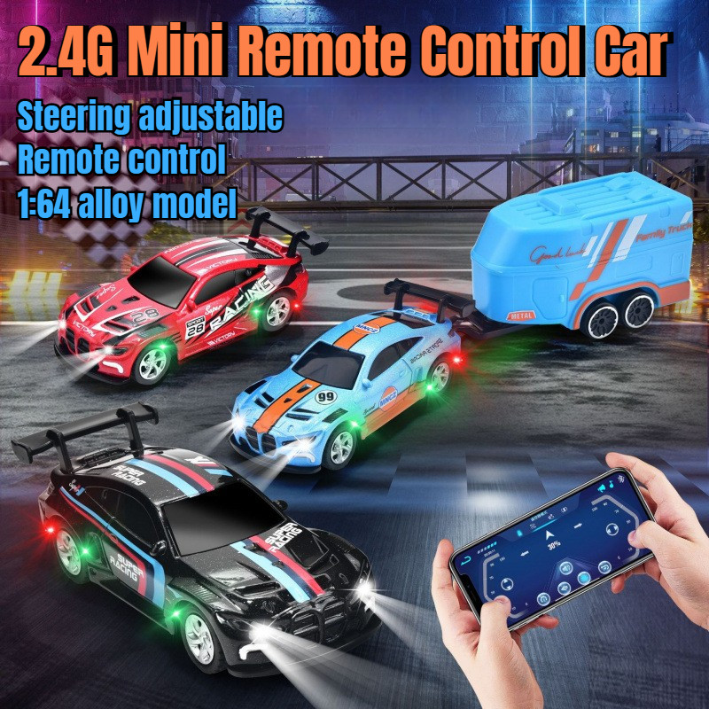 1 : 64 Rcoffroad Dual Mode Car Controle Remoto Mini Alloy Toy Crianças Simulação Carregando Veículo Sem Fio Carro De Est