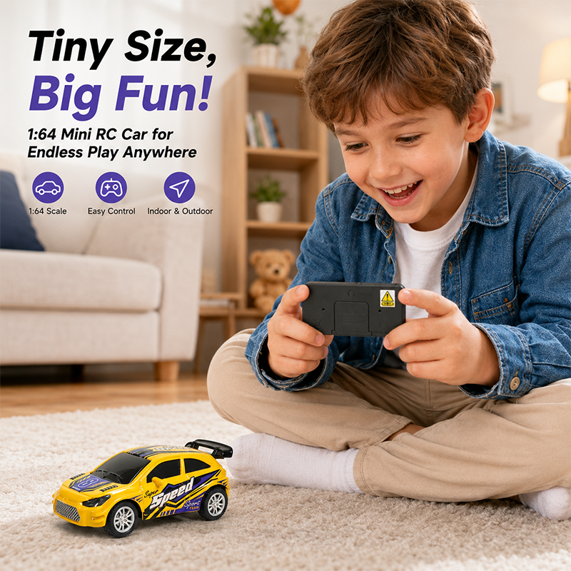 Modimio Diecast 1/64 Mini RC Car Dual Control Modes USB Charging 3 Speed Settings 2.4GHz Remote Control Toy For Boys