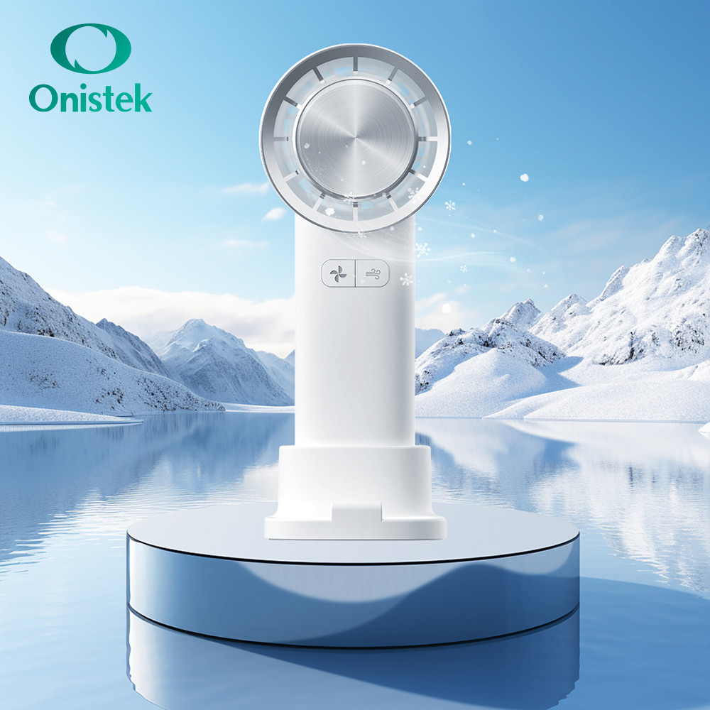Mini Ventilador Portátil Recarregável USB com Bateria 3 Velocidades Turbo Mode e Base para Celular