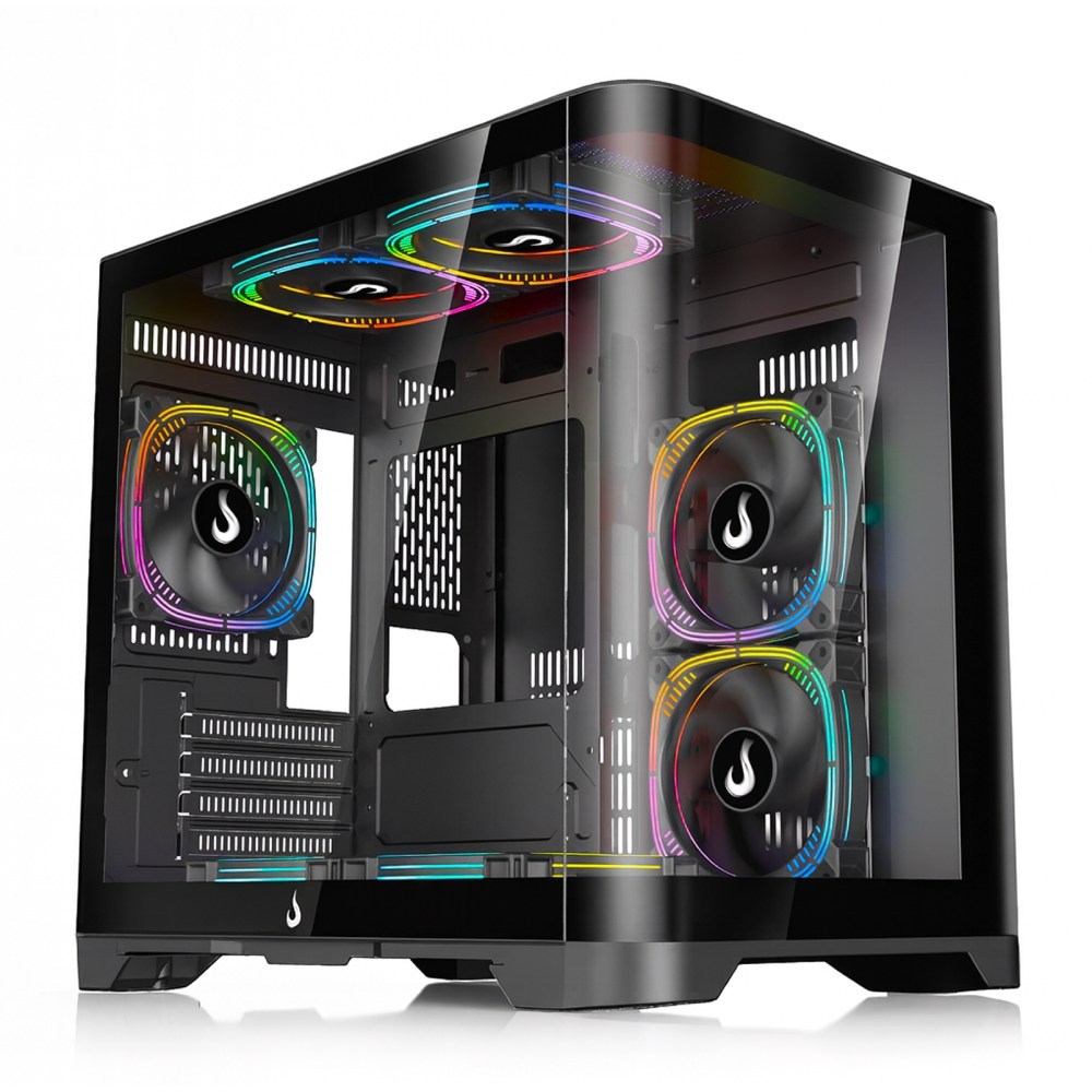 Gabinete Gamer Rise Mode Galaxy Curved Mini Tower Vidro Temperado USB 3.0 S/ Fan Preto - RM-GA-GC-FB