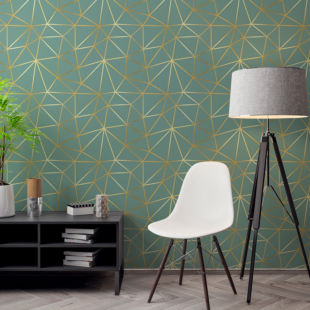 Papel de Parede Adesivo Zara Silver Green Gold Tons Claros Adesivo Lavável - Pro Decor