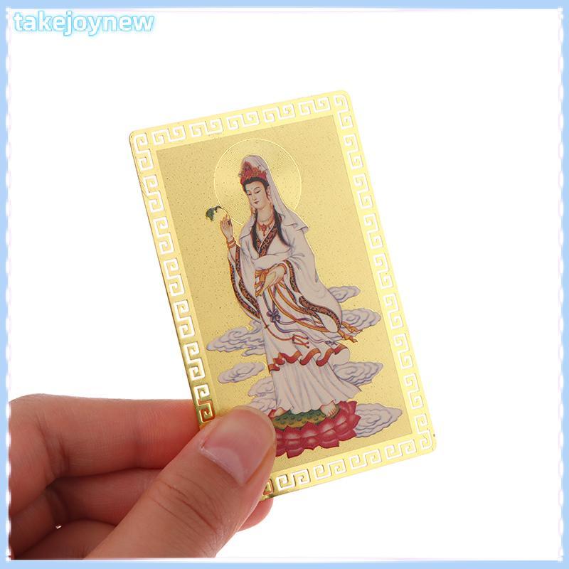 [takejoynewBR] Nanwu Guanyin Bodhisattva Latão Coração Sutra Cartão Bênção Tbr