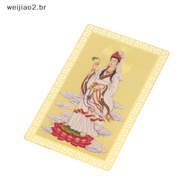 weijiao2 . BR Nanwu Guanyin Bodhisattva Cartão Coração Sutra De Latão Paz Dourado Lu Bênção