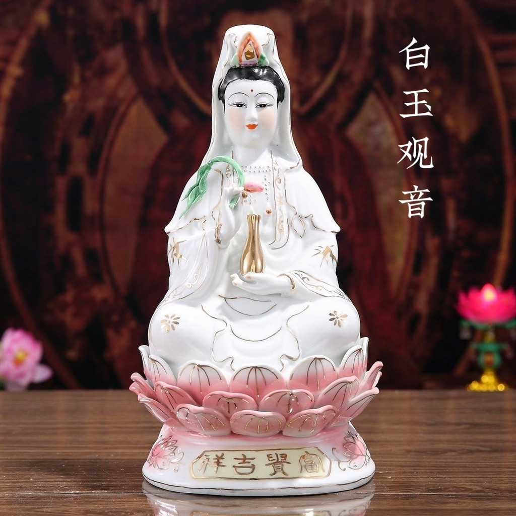 2026 novo produto cerâmica guanyin bodhisattva pêndulo Jade branco mar do sul guanyin bodhisattva artesanato doméstico p
