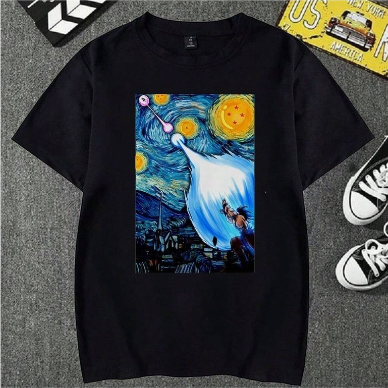Camiseta Anime Dragon Ball Pintura Camisa 100% Algodão Vintage Goku Poder