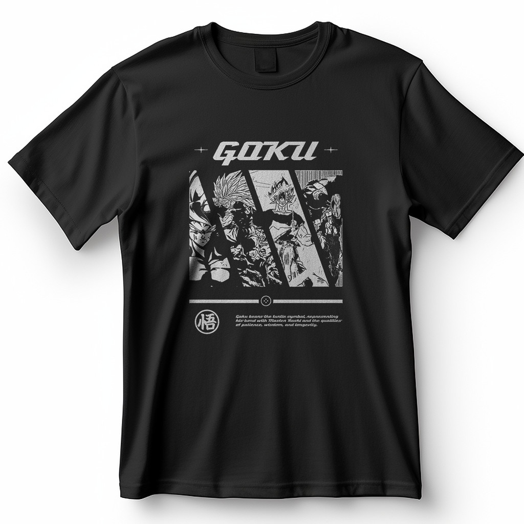 Camiseta Goku Dragon Ball Z Estilo Vintage Preto e Branco Blusa Camisa 100% Algodão