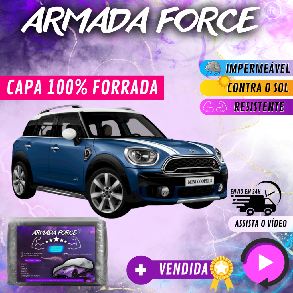 Capa Cobrir Carro MINI COUNTRYMAN Armada Force Forro Total 100% Impermeável Protege Sol Chuva Poeira
