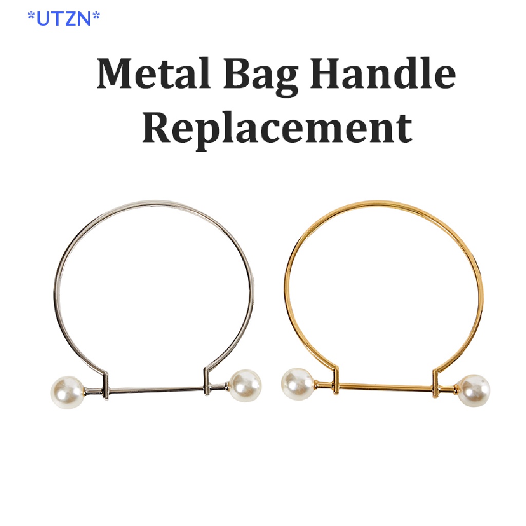 UTZN > Alça De Bolsa Metálica De Substituição Feita A Mão Para Fazer De Moda Imitate Pearl Metal Circle Handle Bag Accessory Novo