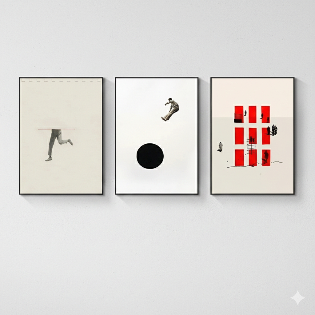 Quadro decorativo Nordic figura arte da parede pintura (3 peças 40X60)
