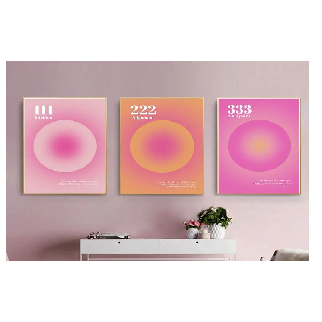Quadros decorativos Nordic gradient energy angel number (3 peças)