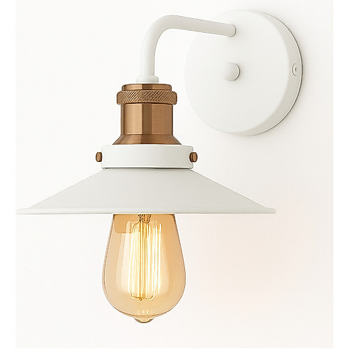 Arandela Nordic Retro Vintage Industrial E27 Parede Aluminio Branco/Cobre 110V/220V (Bivolt)