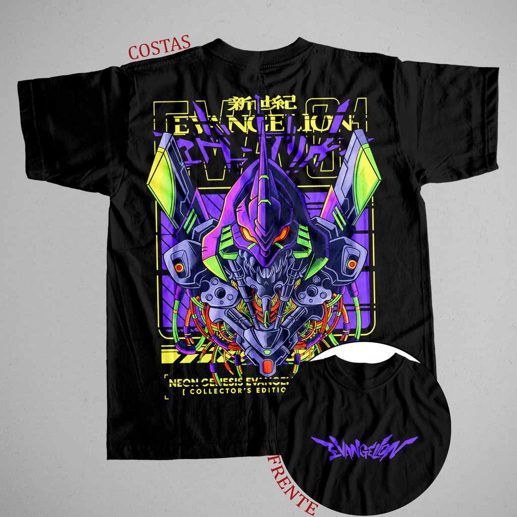 Camiseta Neon Genesis Evangelion EVA-01 100% Algodão Unissex Anime Mecha Masculina Feminina
