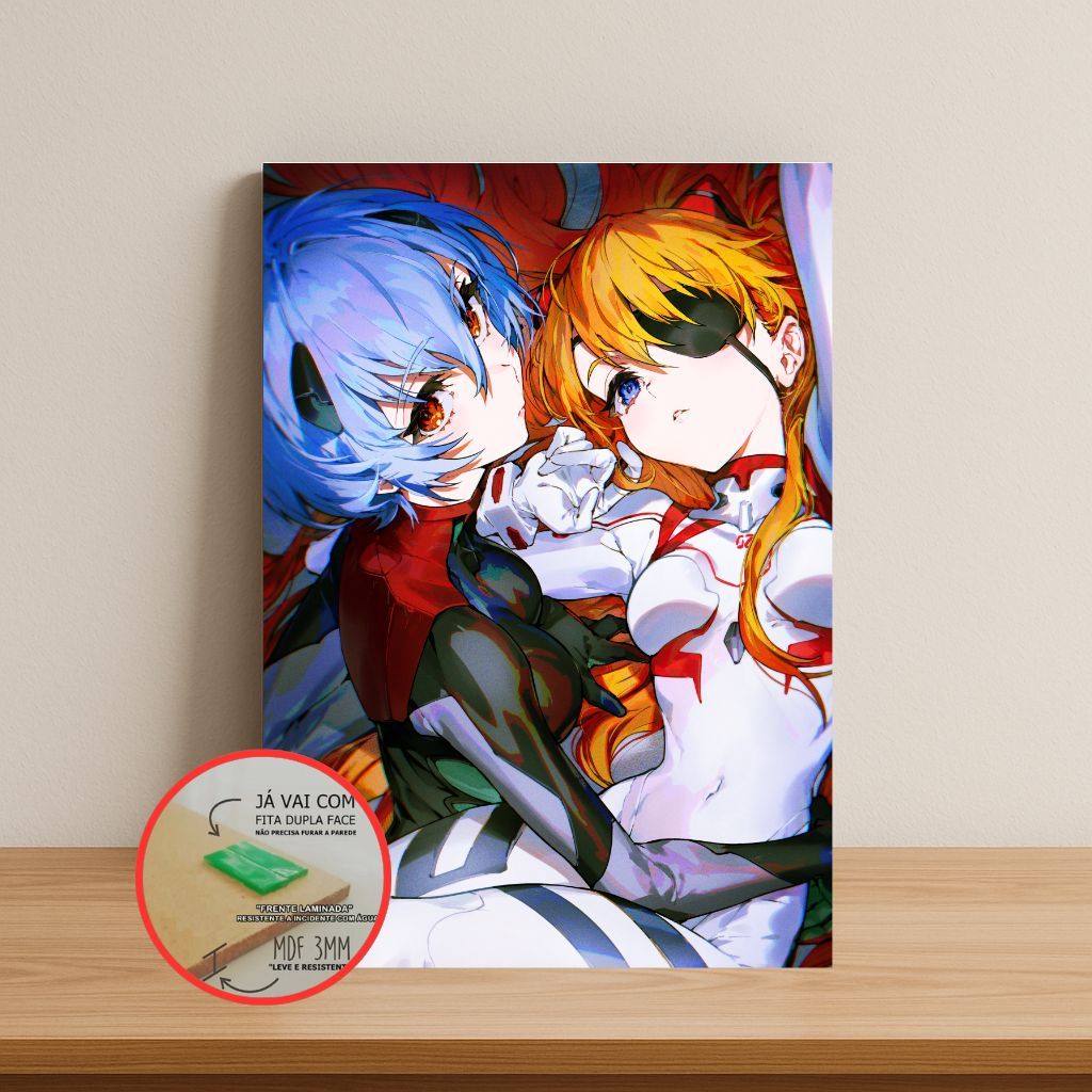 Quadro Placa Decorativa Neon Genesis Evangelion (EVA) em MDF com 28x20 cm