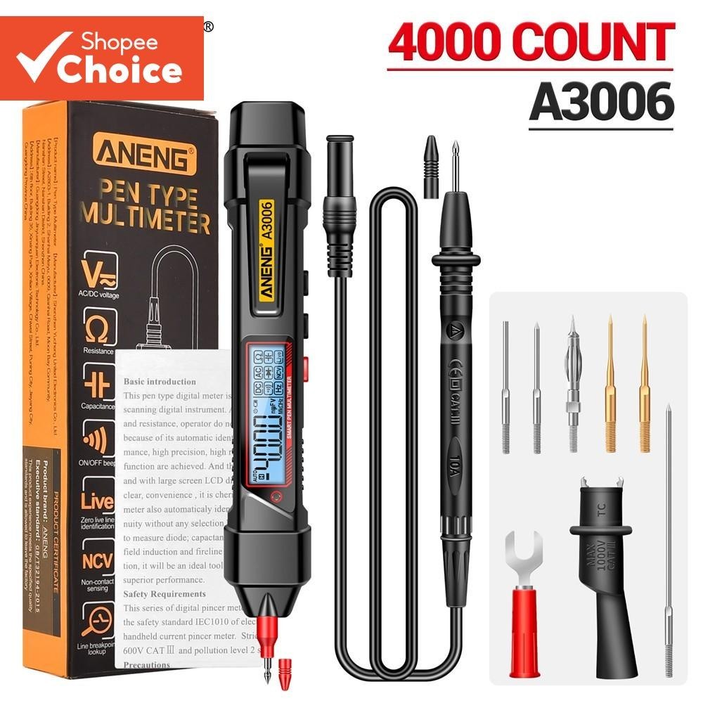 ANENG One Set A3006 Multímetro Multifuncional Tipo Caneta , 4000 Contagens Testador De Tensão AC/DC Com Hz Ohm E Detecçã