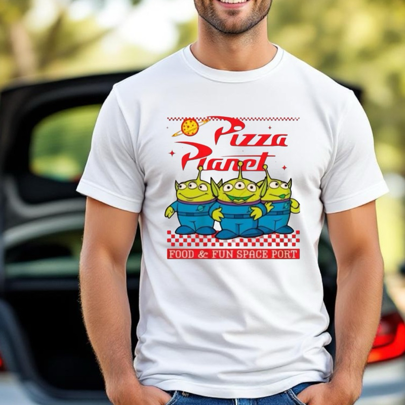 Camiseta Unissex Pizza Planet Blusa Algodão Masculina Geek Toy Moda Verão T- Shirt