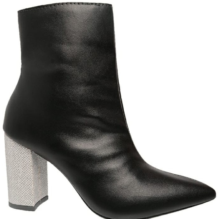 Bota Feminina Preta Luxo Planet Franca Salto Grosso Salto Bloco Brilho
