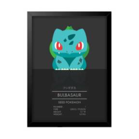 Quadro Decorativo Jogo Poster Filme Pokémon Bulbasaur Quarto Sala Escritório