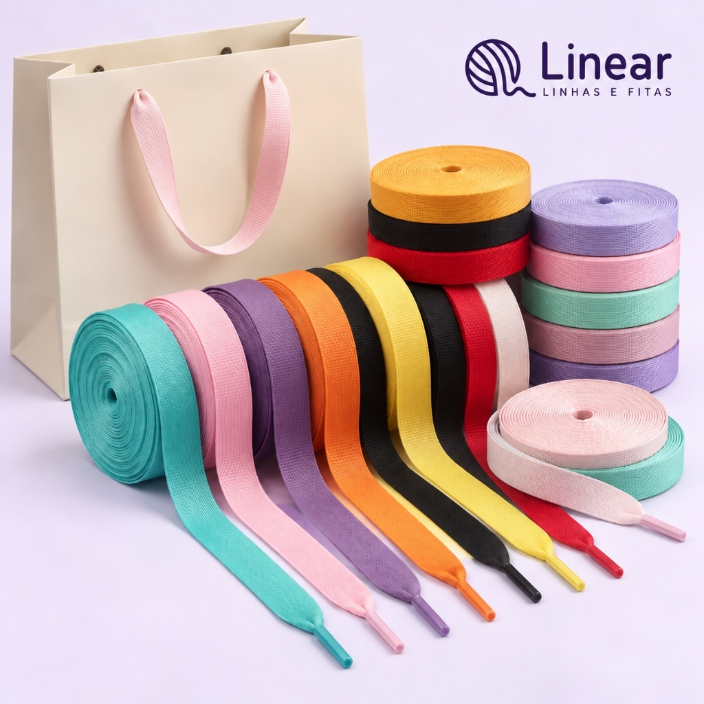 Kit Alça Gorgurão Liso Sacola 35cm Com Ponteira 100 200 500 Unidades