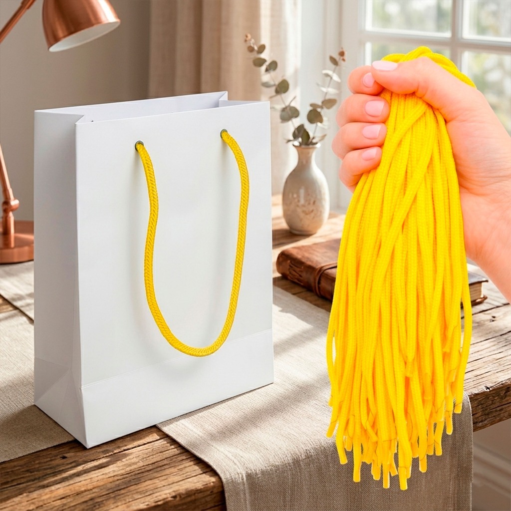 Cordão Para Sacola 35cm Com Ponteira 100 Unidades Nylon 3 Cores Pronta Entrega