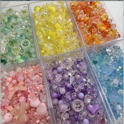 Acrílico beads handmade DIY material Misto Saco De Jóias Acessórios Banda De Borracha 20 Pcs