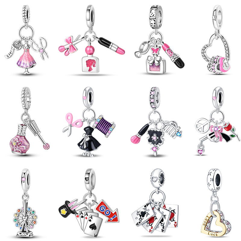 Joias com pingente Original s925 prata adequada para pulseira de 3 mm Dijes Bead presente de aniversário