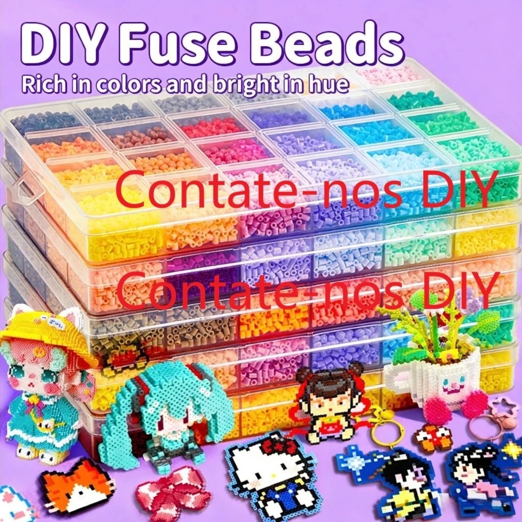 Kit Hama Beads Fuse Beads 2,6mm 24/48/72/96 Cores Pixel art Com Mini Ferro Caneta Pegboard DIY Infantil