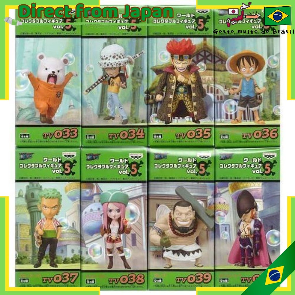 【direto do Japão】 ONE PIECE World Collectable Figure Vol. 5 - Conjunto Completo com 8 Figuras