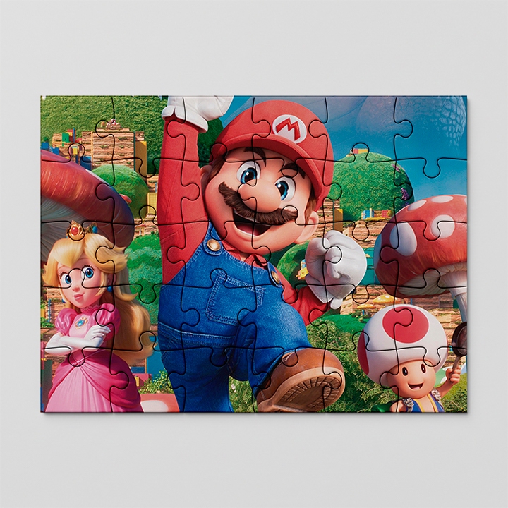 Quebra cabeça Mario world, Luigi, Yochi, Princesa Pessego | 24, 40 e 70pçs | MDF