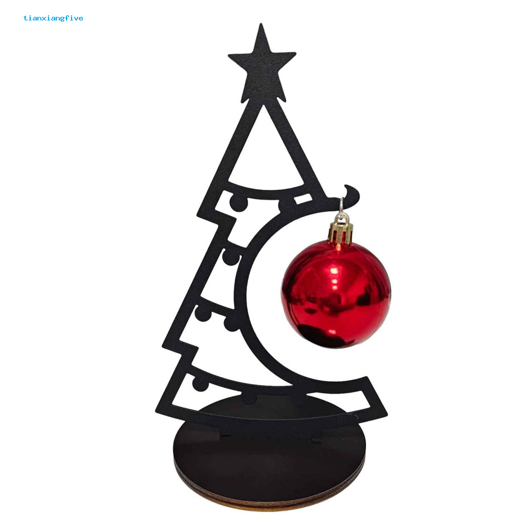 Mini Christmas Tree for Desk Desktop Decorations for Home Metal Line Art Sculpture with Ball Ornament – Festive Xmas T