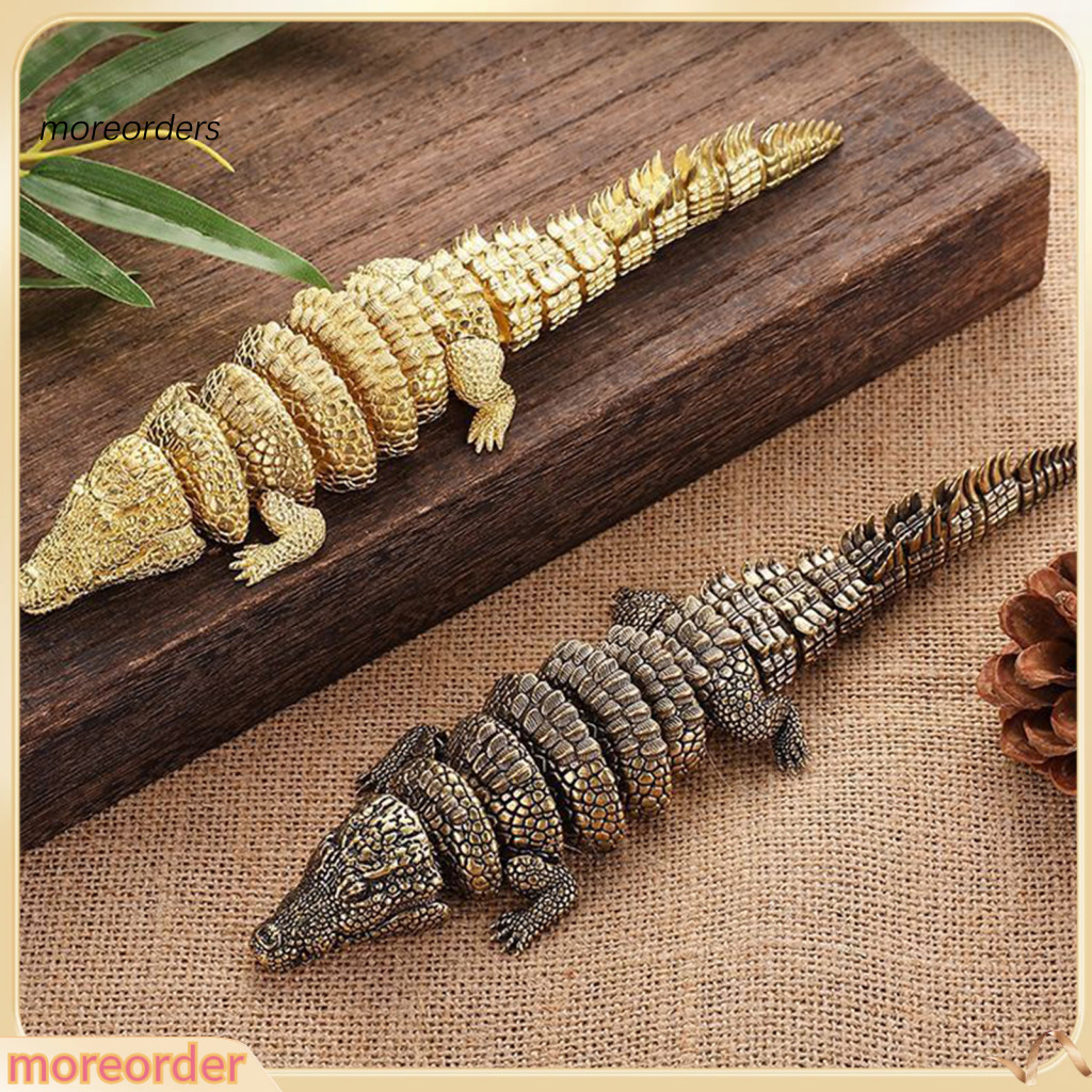 Articulated Alloy Crocodile Figurine Multi-jointed Movable Model Desktop Bookshelf Decoration Unique Sculpture Ornament