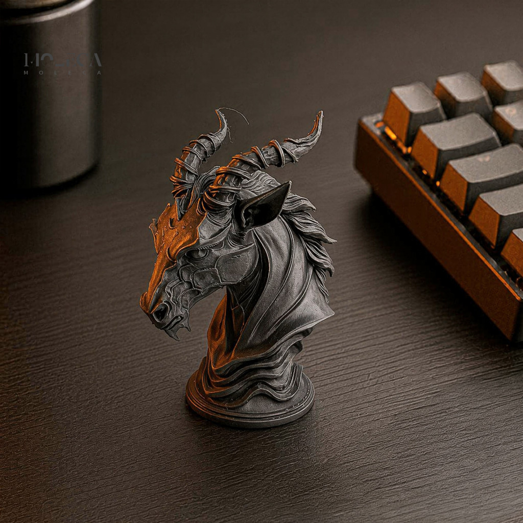 Mini Desktop Ornament Small Bookshelf Dark Devil Sculpture 3d Printed with Detailed Horn Texture Unique Home Decor Statu