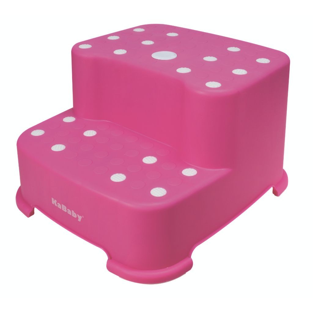 Banquinho De Banheiro Infantil Escadinha 2 Degraus Antiderrapante Step Até 80kg Rosa KaBaby