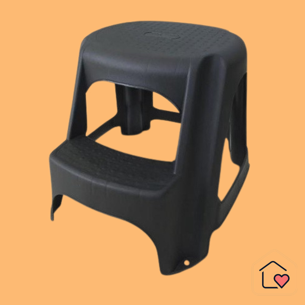 Banqueta 2 Degrau Step Preta Escada Plástica Multius Preta Leve Banquinho Banco Resistente Apoio