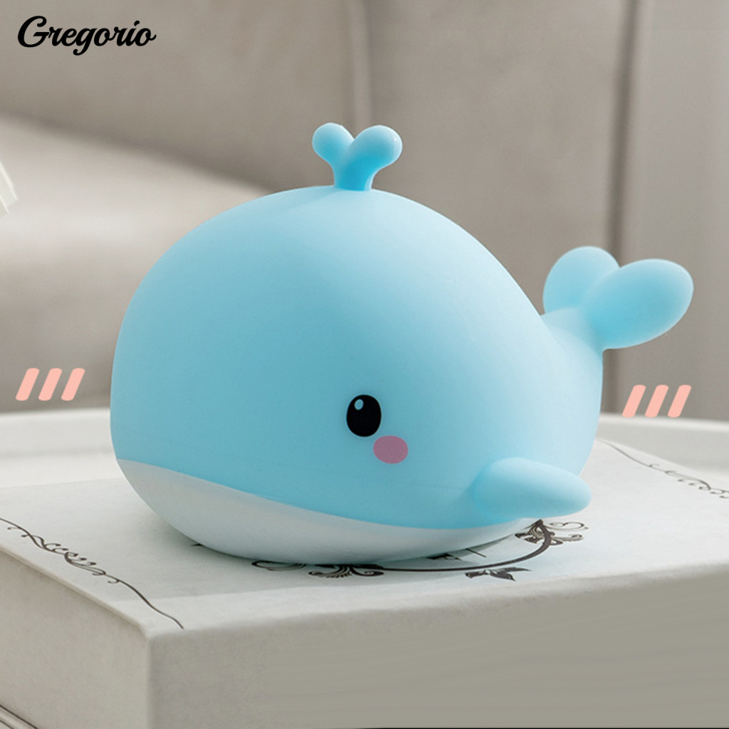 Whale Lamp with Timer Silicone Night Light for Kids Cute Usb Rechargeable Bedside Remote 3 Brightness 30-min for for Sou