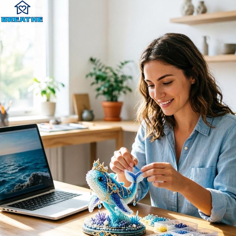 BREATH Bead Set Para Iniciantes 8 Designs Exclusivos Marinha 3D Contas Vidro E Instruções