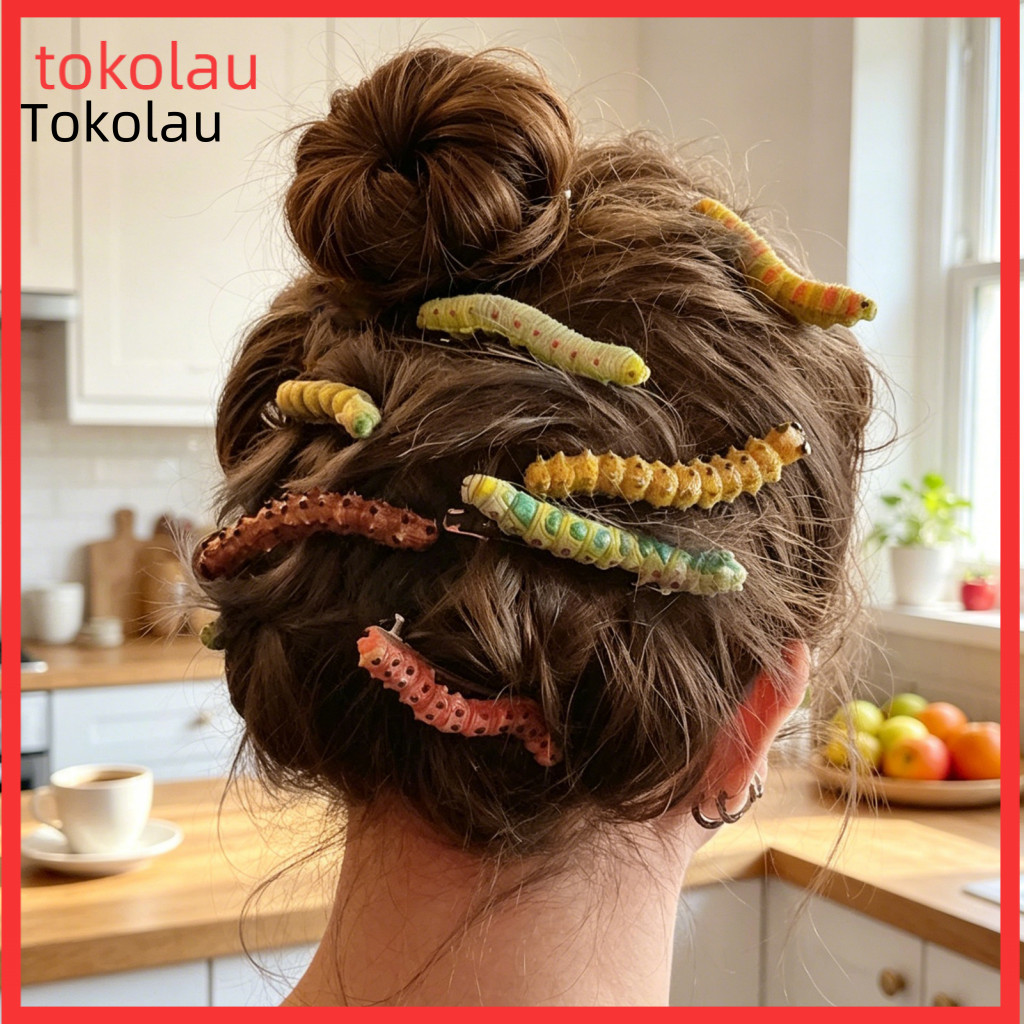 Colorful Resin Hair Accessories Cute Pins Halloween Caterpillar Clips Hand-painted 3d Spooky Headpiece for Party for Wom