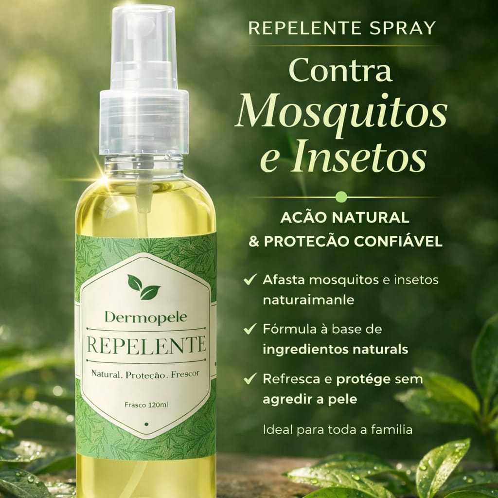 REPELENTE NATURAL EM SPRAY COM CITRONELA DERMOPELE
