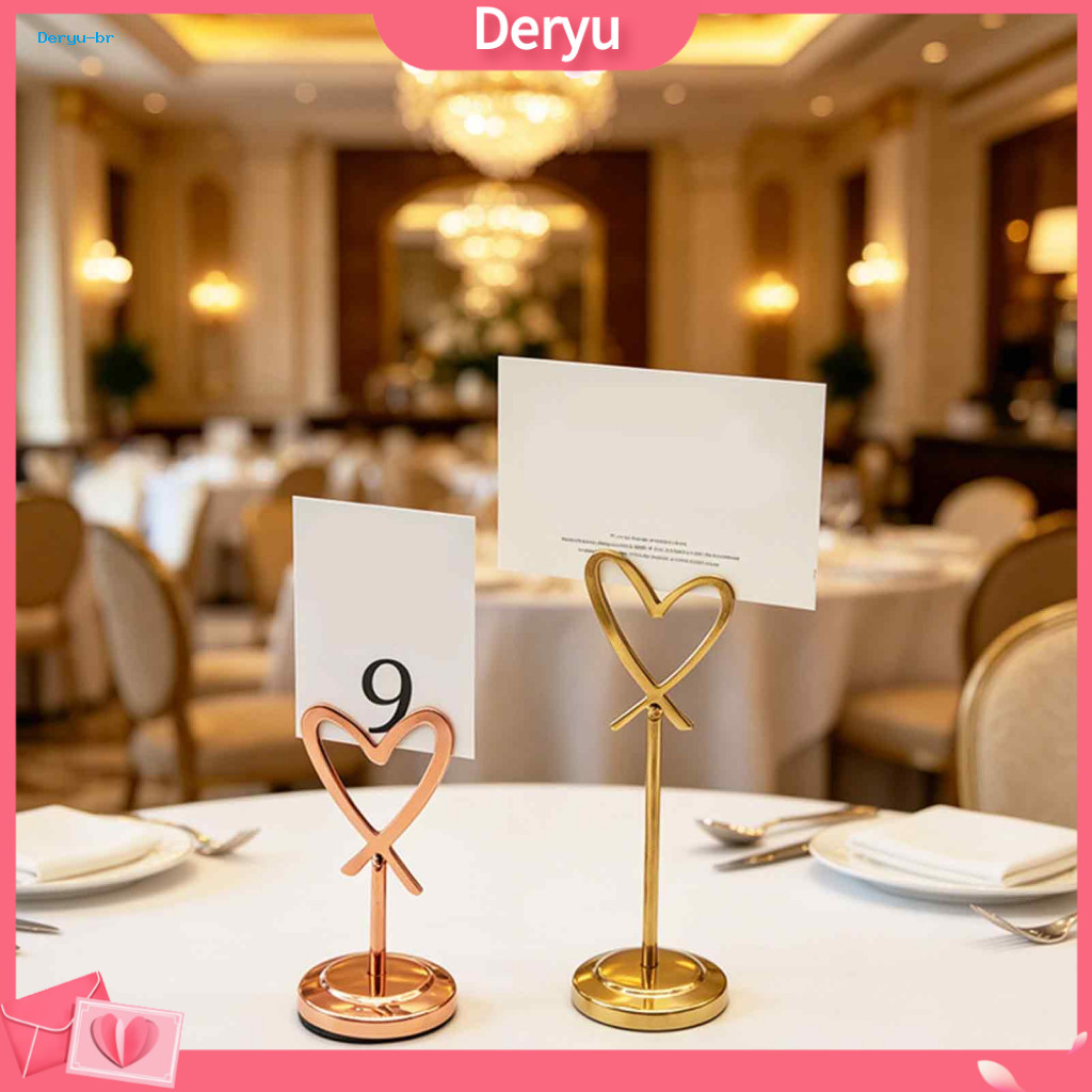 Seat Card Displays Table Number Holders Hollow Heart Holder Metal Clip – Love Place Stand for Photos Food Signs Memo N
