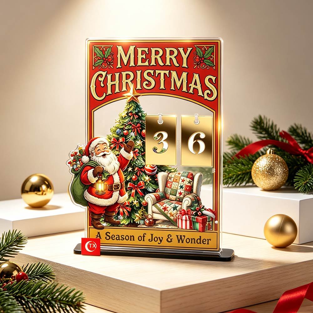 Rustic Wooden Xmas Countdown Sign, Hanging Advent Decor, Interchangeable Number Pieces, Ideal Wall Ornament