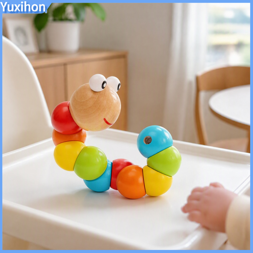 Kids Wooden Caterpillar Toy Fine Motor Skills Bead – Educational Twisting Beads for Number Color Learning