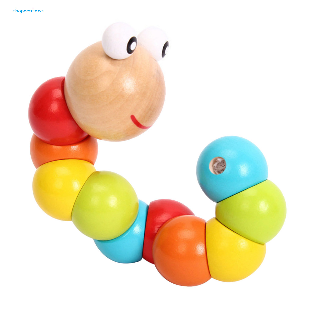 Kids Wooden Caterpillar Toy Bead Toys – Educational Twisting Beads for Fine Motor Skills Number Color Learning